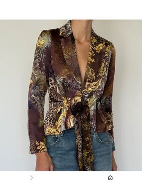 Alberto Alberto Makali Silk Jacket Baroque leopard Print sz 10